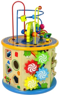 Import LEANToys Edukacyjna Kostka Drewniana Sorter Labirynt Liczydło Gra Chińczyk Pionki LT-9837-0 - Zabawki interaktywne dla dzieci - miniaturka - grafika 5