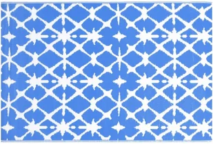 VidaXL Dywan na zewnątrz, niebiesko-biały, 80x150 cm, PP! 310444 VidaXL - Dywany zewnętrzne - miniaturka - grafika 3