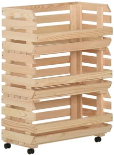 vidaXL Wózek na warzywa 57x30x80 cm lite drewno sosnowe 327326 - Wózki magazynowe - miniaturka - grafika 2