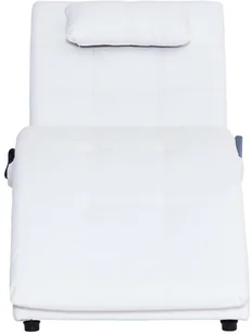 vidaXL Szezlong masujący z poduszką, biały, sztuczna skóra - Szezlongi - miniaturka - grafika 6