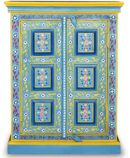 vidaXL Szafka z litego drewna mango, turkusowa, ręcznie malowana - Komody - miniaturka - grafika 5
