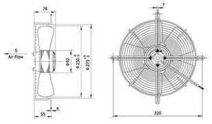 Wentylator przemysłowy osiowy YWF-2E-250B-92/25-G - tłoczący + Regulator obrotów Wentylator tłoczący 250mm + Regulator obrotów - Wentylatory przemysłowe - miniaturka - grafika 2