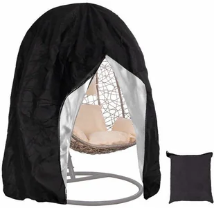 Springos Pokrowiec na fotel wiszący wodoodporny 115x190cm czarny HC0034 - Pokrowce na meble ogrodowe - miniaturka - grafika 2