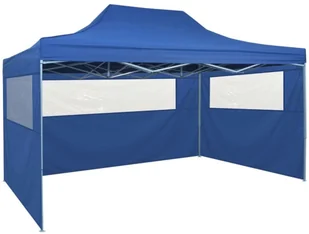vidaXL Rozkładany namiot, pawilon z 4 ścianami, 3 x 4,5 m, niebieski - Pawilony ogrodowe - miniaturka - grafika 5