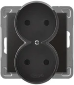 Gniazdka elektryczne - Ospel Impresja antracyt gniazdo podwójne do ramki GP-2YR/m/50 GP-2YR/m/50 - miniaturka - grafika 1