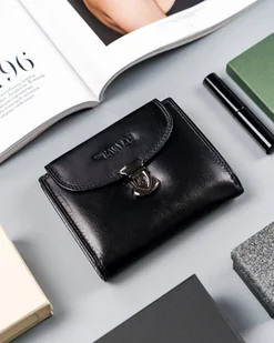 Cavaldi Portfel damski ze skóry naturalnej zamykany klapką, RFID - Portfele - miniaturka - grafika 2