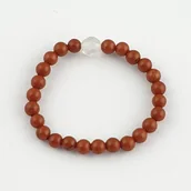 Wróżbiarstwo i radiestezja - Fraida.pl Pierścionek elastyczny -  Jaspis czerwony z kryształem górskim PE-015 - miniaturka - grafika 1