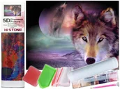 Zabawki kreatywne - Mozaika Diamentowa 5D Haft Malowanie Wilk Pełnia Księżyca ** KUP Z DOSTAWĄ TEGO SAMEGO DNIA DO NAJWIĘKSZYCH MIAST ** 0000045798 - miniaturka - grafika 1
