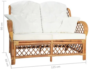 vidaXL 2-osobowa sofa, jasnobrązowa, rattanowa 325474 - Sofy ogrodowe - miniaturka - grafika 5
