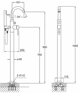 Blue Water DEN-BWP.090 kolor ZŁOTY BW-5901730616057 - Baterie wannowe i prysznicowe - miniaturka - grafika 3