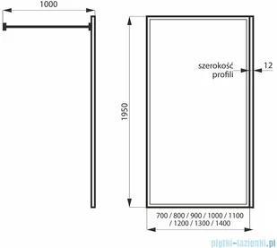 Massi Fix Gold 110x195 cm kabina Walk In przejrzyste MSKP-FA1021-110-G - Kabiny prysznicowe - miniaturka - grafika 2