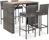 Pozostałe meble ogrodowe - vidaXL 5 częściowy zestaw barowy do ogrodu rattan PE i drewno akacji szary 49565  49565 - miniaturka - grafika 1
