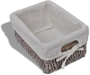 vidaXL Szafka drewniana, brąz, pojedyncza, z wiklinowymi koszami (x5) - Komody - miniaturka - grafika 5