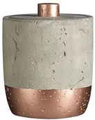 Akcesoria łazienkowe - Premier Housewares Neptune naczynie do przechowywania z pokrywką na płatki waty betonowe z miedzią, 400 ml, kolor szary/miedziany, 10 x 10 x 12 cm 1601634 - miniaturka - grafika 1