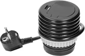 Listwy zasilające - Gniazdo meblowe 6cm wpuszczane w blat z pokrywką, ładowarką USB i przewodem 1,9m, 1x2P+Z, 1xUSB, czarne, wersja Sch OR-AE-1373(GS)/B - miniaturka - grafika 1