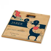 Wagi łazienkowe - Murrano Waga bambusowa łazienkowa z nadrukiem dla kulturysty sportowca WAG2-009 - miniaturka - grafika 1