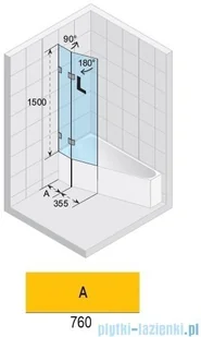 Riho Scandic NXT X500 parawan nawannowy prawy czarny 111x150cm GX00612B2 - Parawany nawannowe - miniaturka - grafika 2