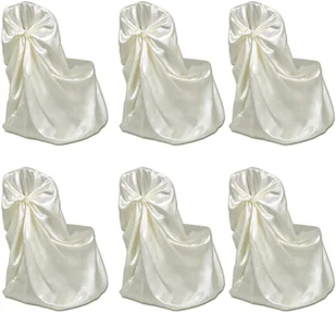 vidaXL vidaXL Pokrowce na krzesła weselne 6 szt. kremowe - Pokrowce na meble - miniaturka - grafika 3