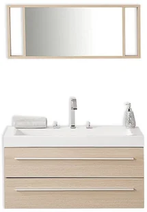 Beliani Meble łazienkowe beżowe - szuflady - umywalka - lustro - BARCELONA - Inne meble do łazienki - miniaturka - grafika 2