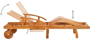 vidaXL Ogrodowy leżak ze stolikiem i poduszką, lite drewno akacjowe 3061627 - Leżaki ogrodowe - miniaturka - grafika 3