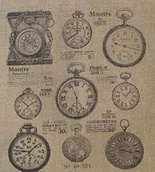 Akcesoria i części do maszyn do szycia - La Boîte  Broder La Boîte  Broder COU039LN Coupon z nadrukiem "Montres" (zegarek), len, kolor naturalny COU039LN - miniaturka - grafika 1