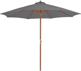 vidaXL Parasol ogrodowy na drewnianym słupku, 300 cm, antracytowy - Parasole ogrodowe - miniaturka - grafika 2