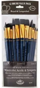 Pędzle i wałki - Royal Langnickel Royal & Lang Niklowo-9301  Soft Black taklon 12-częściowy zestaw pędzli mieszane kupisz RSET-9301 - miniaturka - grafika 1