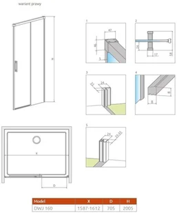 Radaway Idea Gold DWJ drzwi wnękowe 160cm prawe szkło przejrzyste 387020-09-01R | - Ścianki i drzwi prysznicowe Radaway Idea Gold DWJ drzwi wnękowe 160cm prawe szkło przejrzyste 387020-09-01R | - Ścianki i drzwi prysznicowe - miniaturka - grafika 2