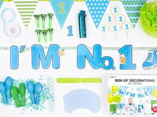 Party Deco Party Box - Imprezowe Pudełko - Zestaw dekoracji na roczek I'm no. 1 dla chłopca SET3-001 - Baby shower i roczek - miniaturka - grafika 2