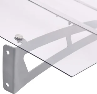 vidaXL Daszek nad drzwi, srebrno-przezroczysty, 150 x 90 cm, PET - Markizy - miniaturka - grafika 4