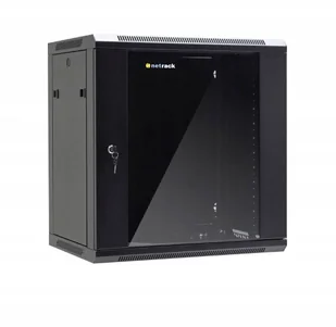 NetRack Szafa wisząca 19" 12U/600x450mm drzwi szklane otwierane boki czarna 019-120-645-022 - Szafy rack - miniaturka - grafika 2