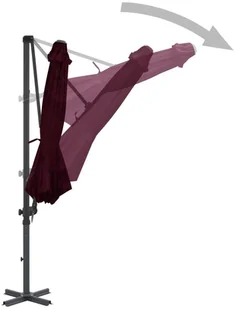 vidaXL Parasol wiszący z aluminiowym słupkiem, czerwony, 300 cm 312306 - Parasole ogrodowe - miniaturka - grafika 3