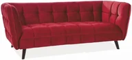 Sofy i kanapy - Signal Sofa CASTELLO 3 VELVET bordowa tap. BLUVEL 59, na drewnianych nóżkach wenge - miniaturka - grafika 1