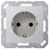 Wyłączniki światła i elektryczne - Jung JUNG gniazdo wtykowe z zestykiem ochronnym 16 A 250 V z serii A z aluminium, 1 sztuki, a 1520 AL A 1520 AL - miniaturka - grafika 1