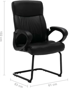 Fotel biurowy, krzesło biurowe vidaXL Krzesło biurowe, wspornikowe, czarne, sztuczna skóra - Fotele i krzesła biurowe - miniaturka - grafika 12