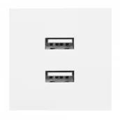 Listwy zasilające - NOEN USB x 2, podwójny port modułowy 45x45mm z ładowarką USB, 2,1A 5V DC, biały OR-GM-9010/W/USBX2 - miniaturka - grafika 1
