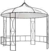 Altany ogrodowe - vidaXL Altana, 300 x 290 cm, biała, okrągła - miniaturka - grafika 1