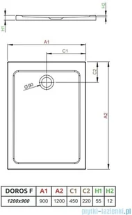 Radaway Doros F Stone brodzik 120x90x5,5 biały SDRF1290-01-04S - Brodziki prysznicowe - miniaturka - grafika 2