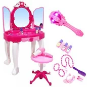 Zabawy w naśladowanie dorosłych - Kinderplay Toaletka różowa dla dziewczynki różdżka pilot mp3 KP8846 - miniaturka - grafika 1