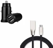 Ładowarki samochodowe - Shot Case Pakiet ładowarki typu C do Samsung Galaxy S10 (kabel do szybkiego ładowania mini podwójne gniazdo USB do zapalniczki samochodowej) Android (czarny) - miniaturka - grafika 1