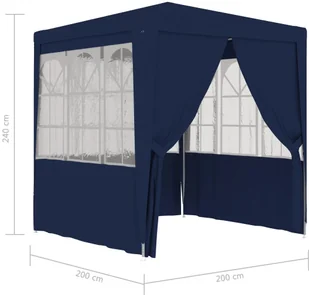 vidaXL Namiot imprezowy ze ściankami, 2x2 m, niebieski, 90 g/m - Pawilony ogrodowe - miniaturka - grafika 9