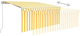 VidaXL Lumarko Ręcznie zwijana markiza z zasłoną i LED, 3,5x2,5 m, żółto-biała 3069283 VidaXL - Markizy - miniaturka - grafika 7