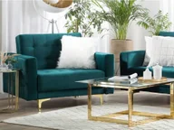 Fotele - Beliani Fotel welurowy zielony ABERDEEN - miniaturka - grafika 1