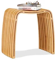 Taborety i hokery - Relaxdays garderoby taboret stołek z bambusa, eleganckie wykończenie drewna w skandynawskiej stylistyce, taboret do siedzenia do garderoby, naturalny - miniaturka - grafika 1