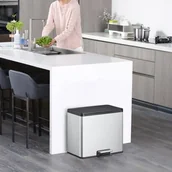 Pozostałe akcesoria do uprawy roślin - Vepa Bins EKO Kosz na śmieci z pedałem Essential, 2x15 L, matowy srebrny - miniaturka - grafika 1