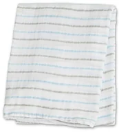 Koce i narzuty dla dzieci - Lulujo Kocyk Muślinowy Paski Niebieskie - miniaturka - grafika 1