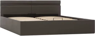 vidaXL Rama łóżka z podnośnikiem i LED, szara, ekoskóra, 160 x 200 cm - Łóżka - miniaturka - grafika 4