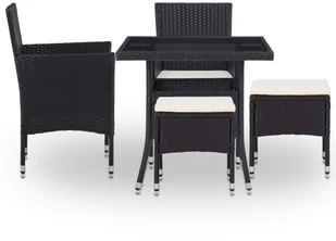 vidaXL 5-częściowy zestaw mebli ogrodowych, czarny, polirattan i szkło - Meble ogrodowe - miniaturka - grafika 2