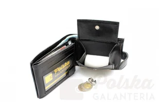 Sara (PL) Portfel Męski Skórzany (PL) Skóra Licowa Duży Poziomy Z Zapięciem I Zapinką Wewnątrz Dwa Skrzydełka - Portfele - miniaturka - grafika 2