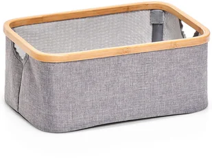 ZELLER Pudełko tekstylne z płótna i bambusa kosz łazienkowy pojemniki do przechowywania pudełka materiałowe pojemniki tekstylne ZELLER B07FCS1QQF - Pudła i pojemniki do przechowywania - miniaturka - grafika 2